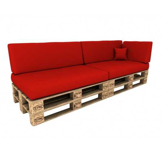 Set de 6 Coussins pour Palettes Imperméable 120x80 + 120x40 Rouge