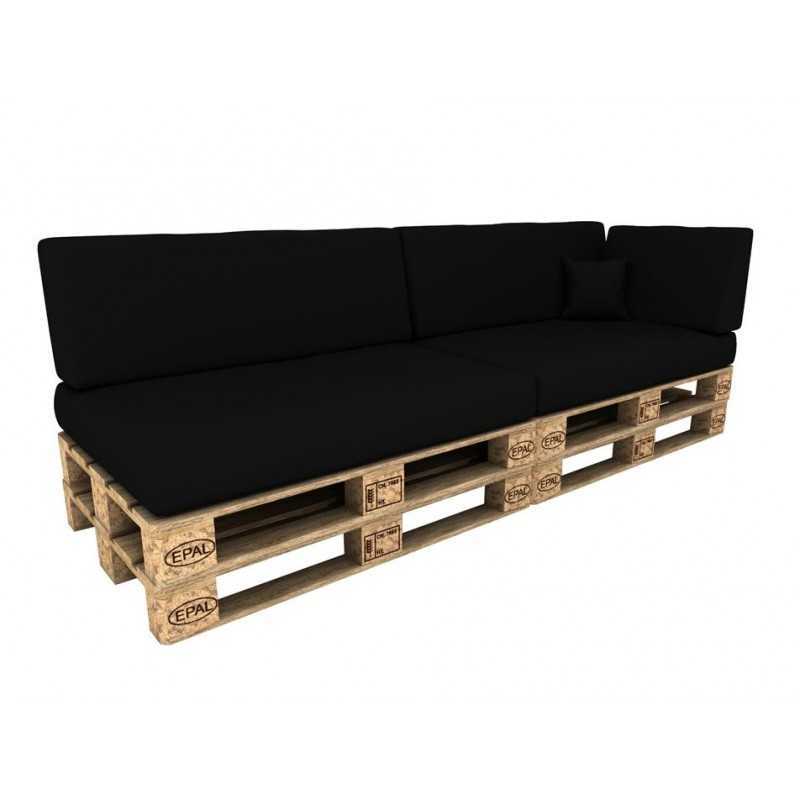 Set de 6 Coussins pour Palettes Imperméable 120x80 + 120x40 Noir