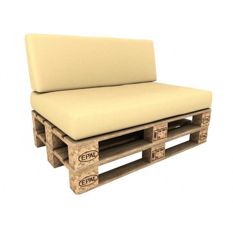 Set de 2 Coussins pour Palettes Imperméable 120x80 + 120x40 Beige