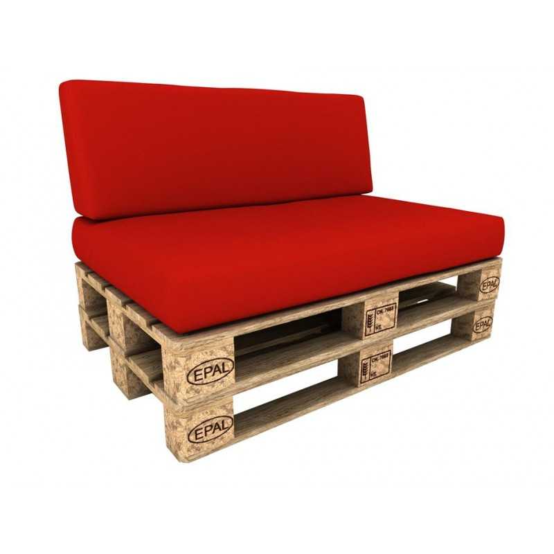 Set de 2 Coussins pour Palettes Imperméable 120x80 + 120x40 Rouge