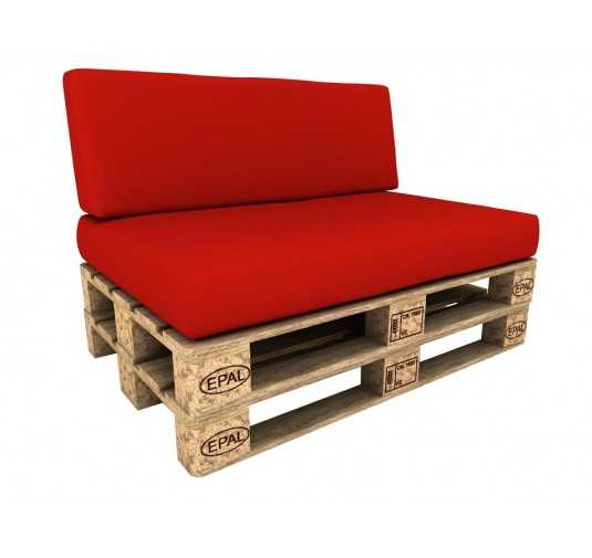 Set de 2 Coussins pour Palettes Imperméable 120x80 + 120x40 Rouge