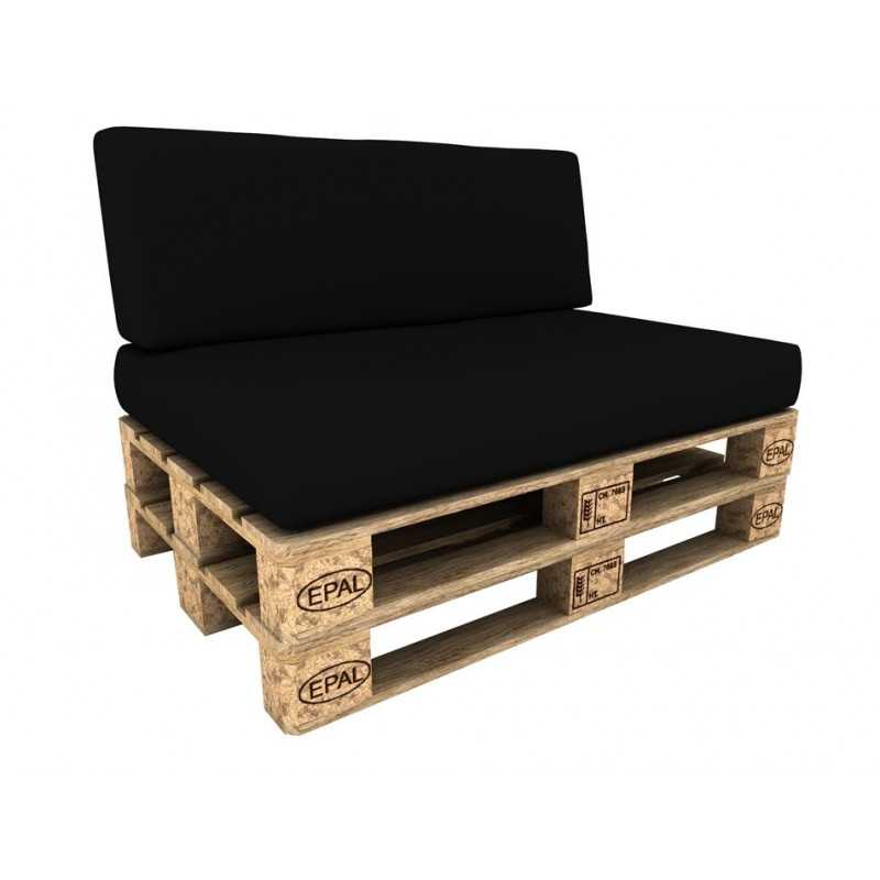 Set de 2 Coussins pour Palettes Imperméable 120x80 + 120x40 Noir