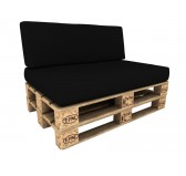 Set de 2 Coussins pour Palettes Imperméable 120x80 + 120x40 Noir