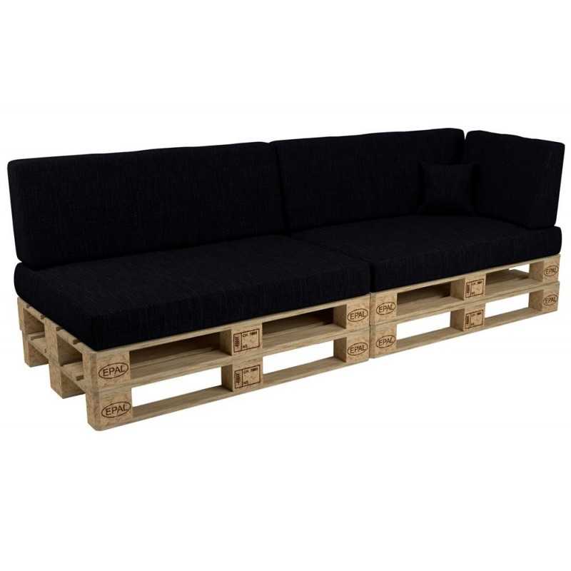 Set de 6 Coussins pour Palettes 120x80 + 120x40 Noir