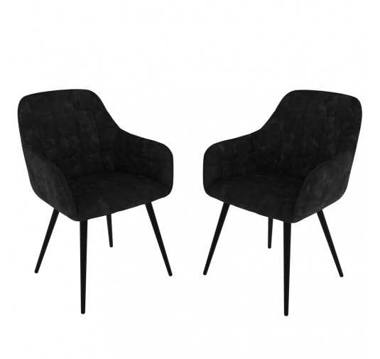 Chaises de salle à manger, chaises rembourrées, chaises de salon, fauteuils rembourrés, 2 pièces, noir