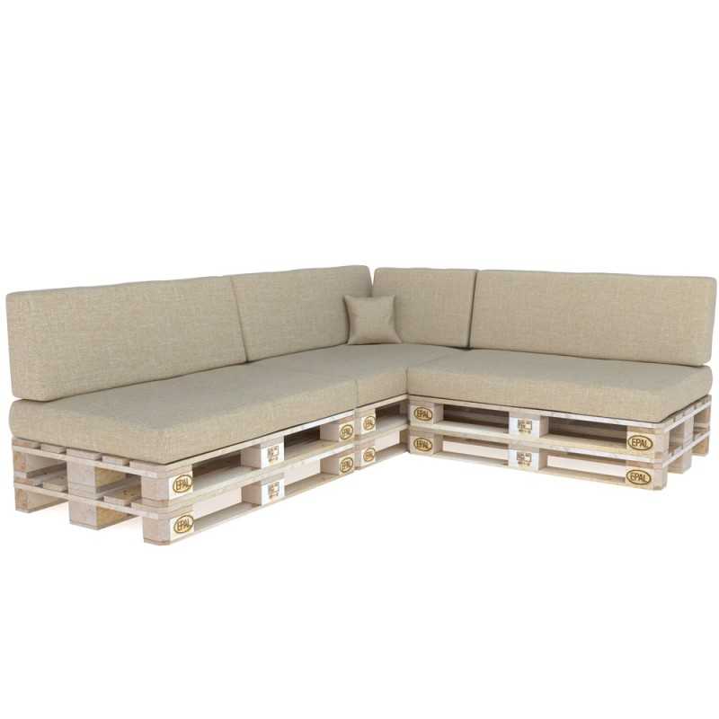 Set de 8 Coussins pour Palettes 120x80 + 120x40 Beige