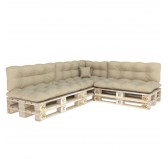 Set de 8 Coussins Matelassés pour Palettes 120x80 + 120x40 Beige