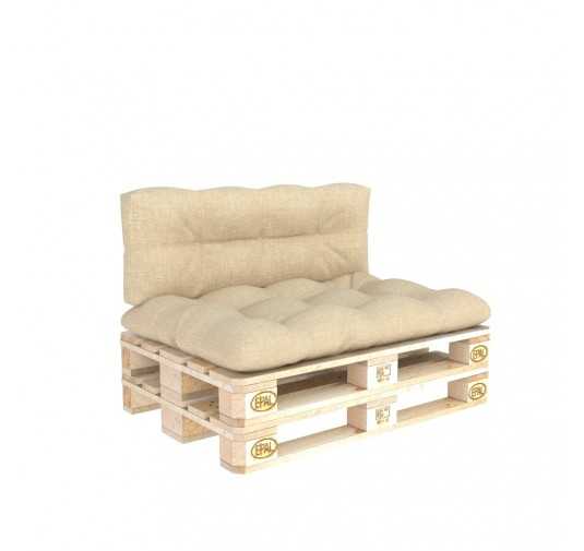 Set de 2 Coussins Matelassés pour Palettes, Assise 120x60 cm + Dossier 120x60 cm, Beige