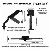 Bras double moniteur, support pour 2 écrans compatible VESA, réglage à ressort à gaz