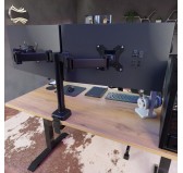 Bras double moniteur, support pour 2 écrans compatible VESA, bras articulé pour double moniteur