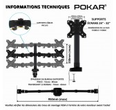 Bras double moniteur, support pour 2 écrans compatible VESA, bras articulé pour double moniteur