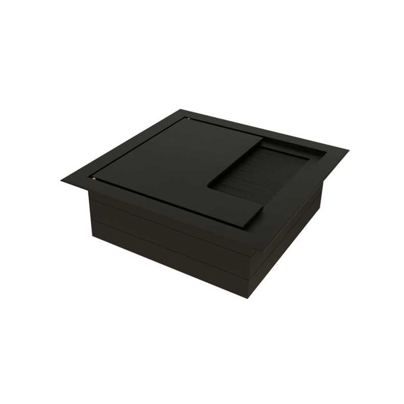 Passe Câbles Encastrable pour Bureau ou Table avec Joint à Brosse, 80 x 80 mm, Noir