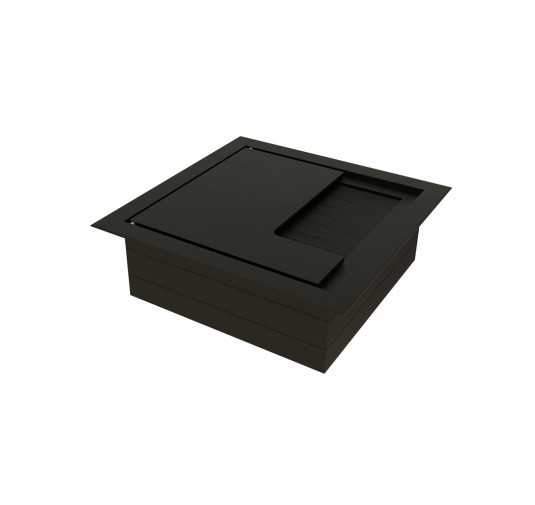 Passe Câbles Encastrable pour Bureau ou Table avec Joint à Brosse, 80 x 80 mm, Noir