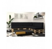 Set de 8 Coussins pour Palettes 120x80 + 120x40 Noir