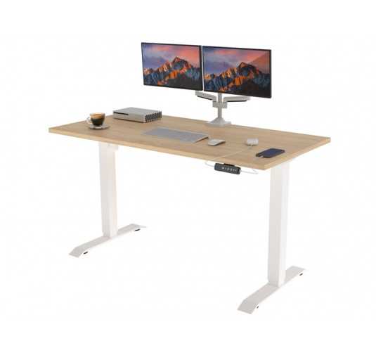 POKAR Bureau avec cadre électrique blanc et plateau Chêne Sonoma 120x60