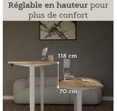 POKAR Bureau avec cadre électrique blanc et plateau Chêne Craft 120x60