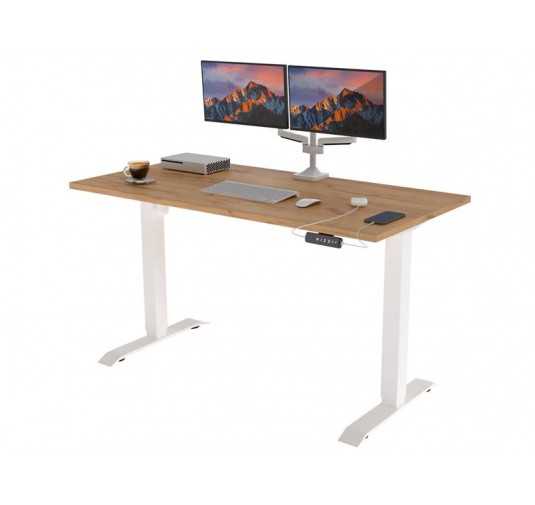 POKAR Bureau avec cadre électrique blanc et plateau Chêne Craft 120x80