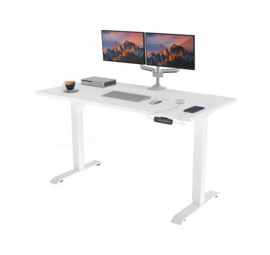 POKAR Bureau avec cadre électrique blanc et plateau Blanc 120x80