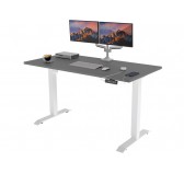 POKAR Bureau avec cadre électrique blanc et plateau Gris 120x60