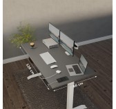 POKAR Bureau avec cadre électrique blanc et plateau Gris 120x60