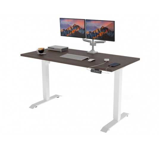 POKAR Bureau avec cadre électrique blanc et plateau Chêne Davos 120x60