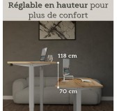 POKAR Bureau avec cadre électrique argenté et plateau Chêne Craft 120x60