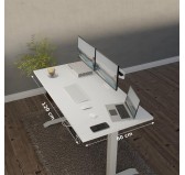 POKAR Bureau avec cadre électrique argenté et plateau Blanc 120x60