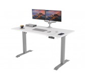 POKAR Bureau avec cadre électrique argenté et plateau Blanc 140x70