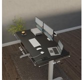 POKAR Bureau avec cadre électrique argenté et plateau Noir 120x60