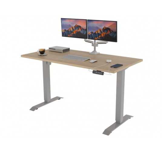 POKAR Bureau avec cadre électrique argenté et plateau Chêne Sonoma 120x80