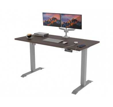 POKAR Bureau avec cadre électrique argenté et plateau Chêne Davos 120x60