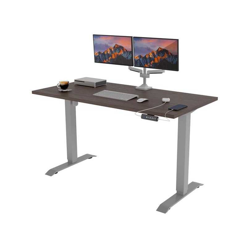 POKAR Bureau avec cadre électrique argenté et plateau Chêne Davos 120x80