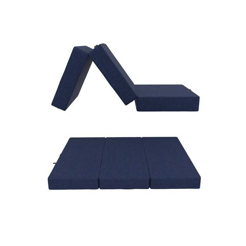 Matelas Pliable pour Invité Camping Voyage 80x195x15 Bleu Foncé