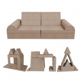 Canapé modulaire pour enfants, set de 6 avec demi-rouleau beige