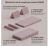 Canapé modulaire pour enfants, set de 6 avec demi-rouleau beige