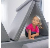 Canapé modulaire pour enfants, set de 6 avec demi-rouleau gris