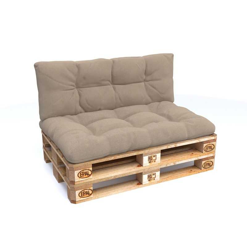 Set de 2 Coussins Matelassés pour Palettes 120x80 + 120x40 Beige