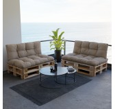 Set de 2 Coussins Matelassés pour Palettes 120x80 + 120x40 Beige