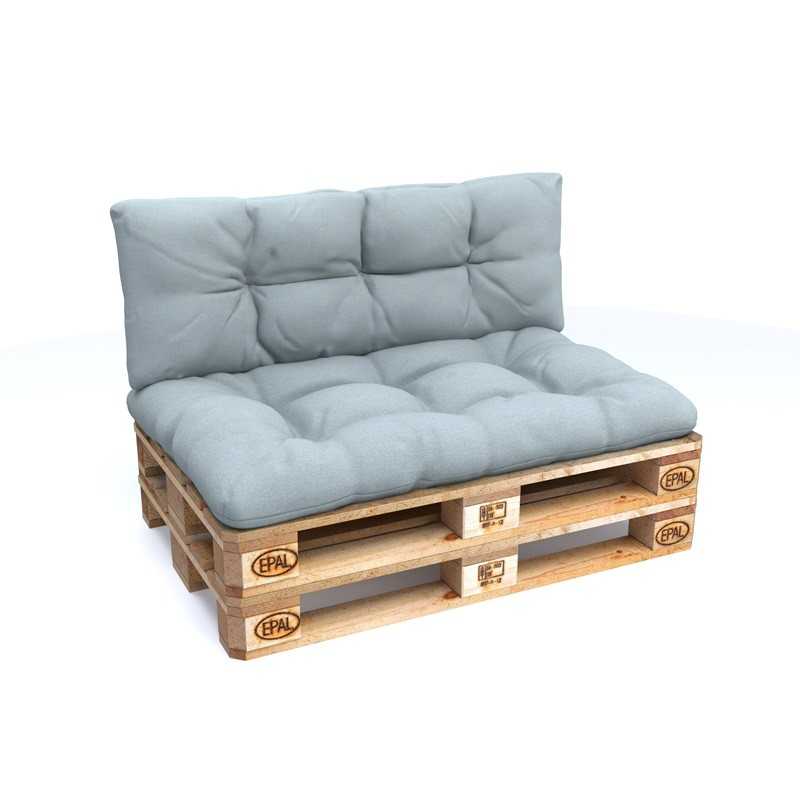Set de 2 Coussins Matelassés pour Palettes 120x80 + 120x40 Bleu