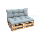 Set de 2 Coussins Matelassés pour Palettes 120x80 + 120x40 Bleu
