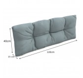 Set de 2 Coussins Matelassés pour Palettes 120x80 + 120x40 Bleu
