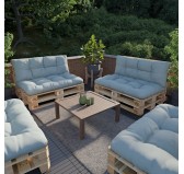 Set de 2 Coussins Matelassés pour Palettes 120x80 + 120x40 Bleu