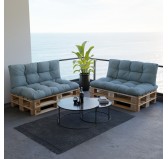 Set de 2 Coussins Matelassés pour Palettes 120x80 + 120x40 Bleu