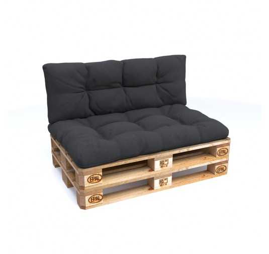 Set de 2 Coussins Matelassés pour Palettes 120x80 + 120x40 Anthracite