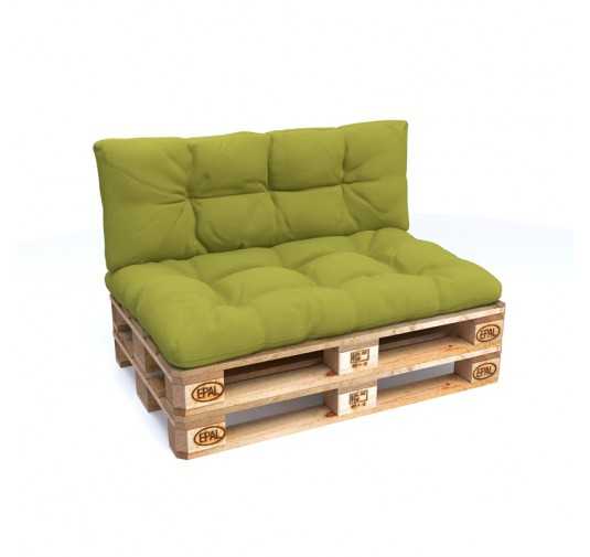 Set de 2 Coussins pour Palette 120x80 + 120x40, Matelassé, Vert Lime
