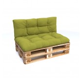 Set de 2 Coussins pour Palette 120x80 + 120x40, Matelassé, Vert Lime