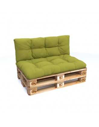 Set de 2 Coussins pour Palette 120x80 + 120x40, Matelassé, Vert Lime