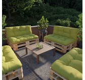 Set de 2 Coussins pour Palette 120x80 + 120x40, Matelassé, Vert Lime