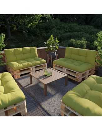 Set de 2 Coussins pour Palette 120x80 + 120x40, Matelassé, Vert Lime
