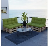 Set de 2 Coussins pour Palette 120x80 + 120x40, Matelassé, Vert Lime